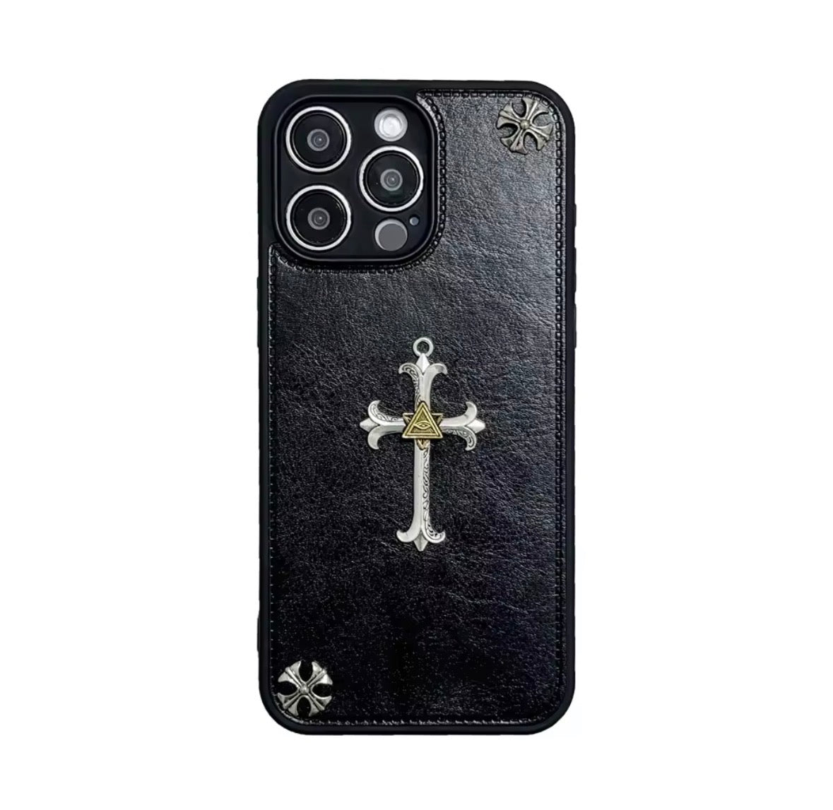 Chrome heart cross iPhone Case