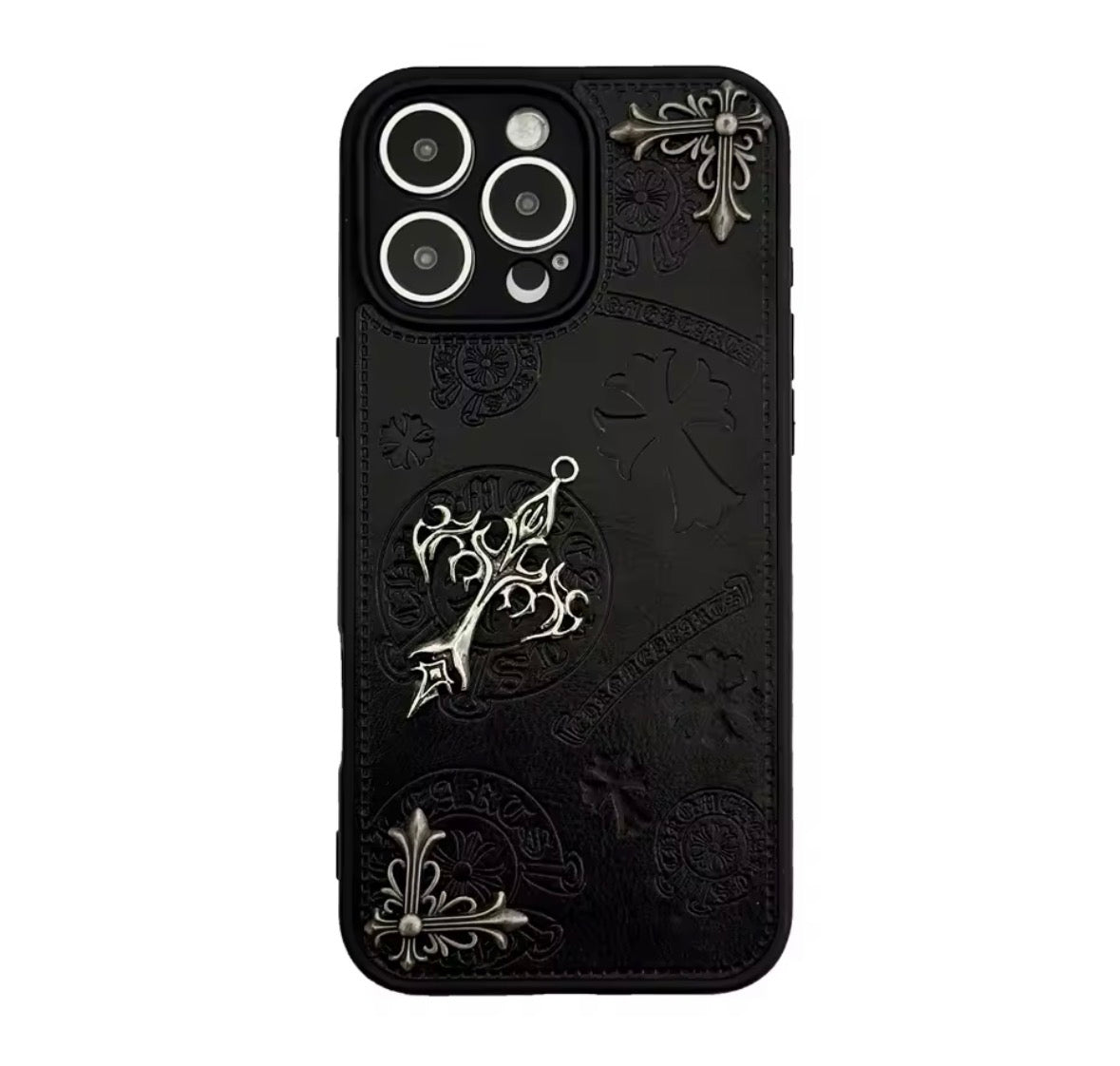 Chrome heart cross iPhone Case