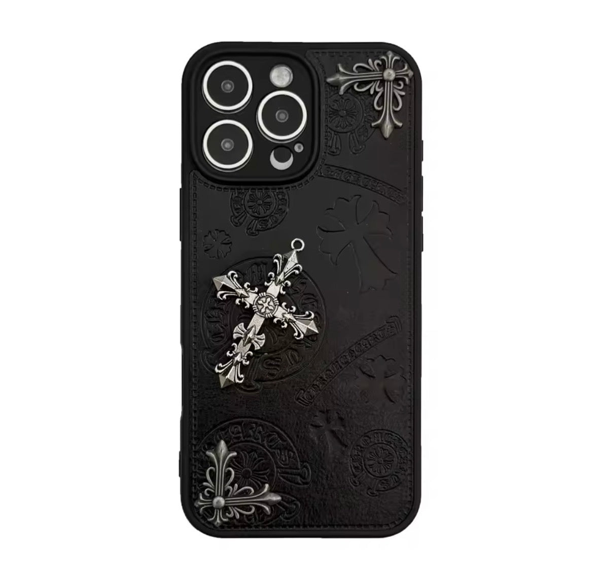 Chrome heart cross iPhone Case