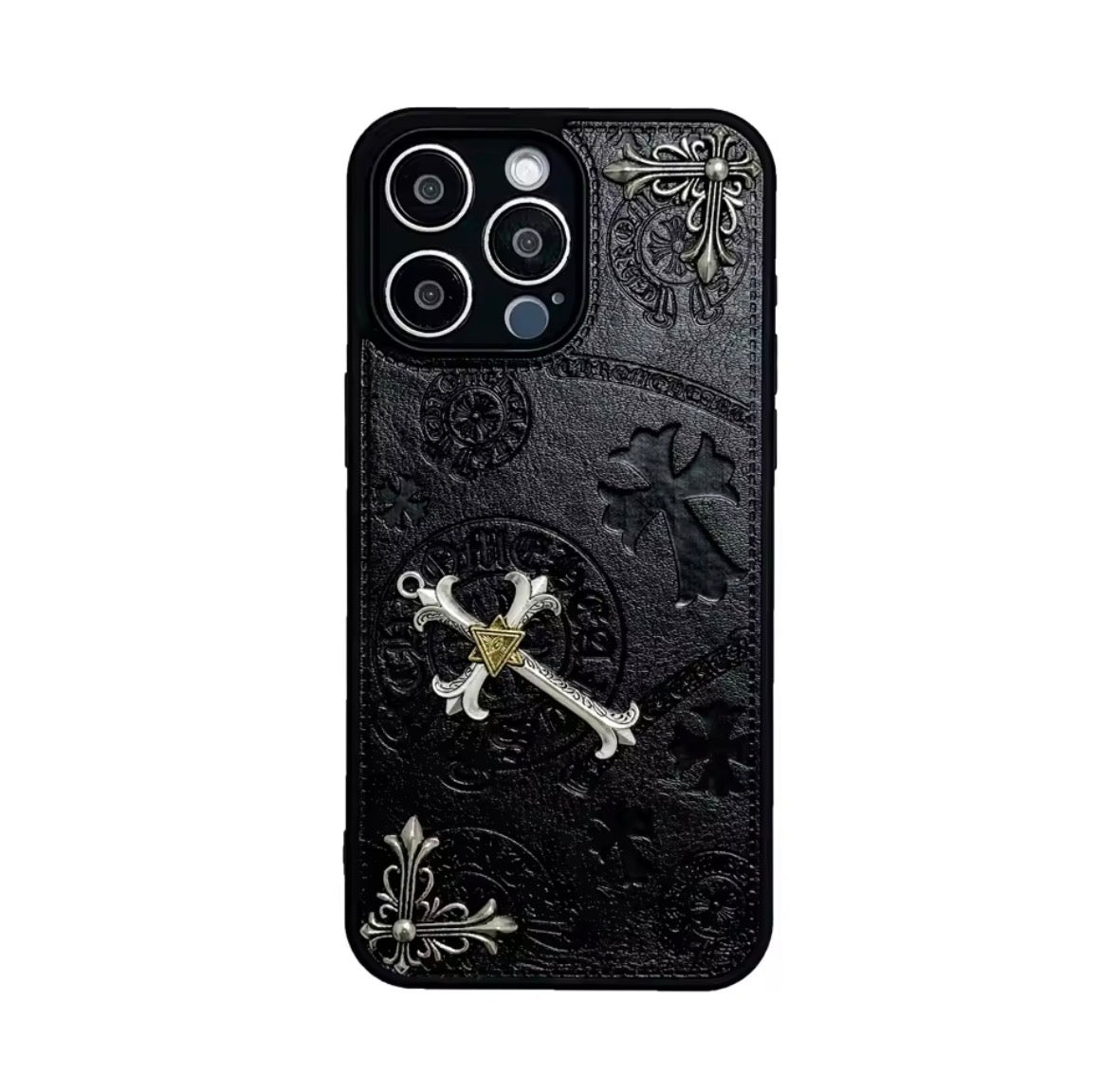 Chrome heart cross iPhone Case